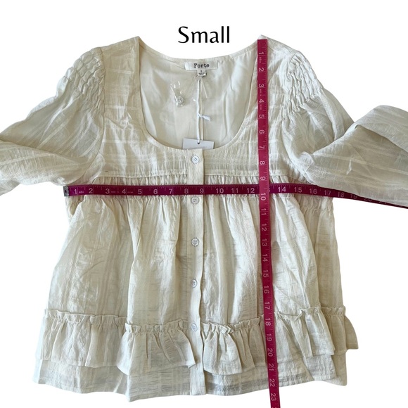 Ruffle Hem Peasant Blouse in Ecru - Picture 12 of 16